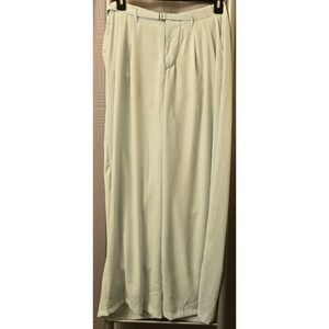 Haute‎ Monde Wide Leg Aqua Blue Women's Palazzo Pants Pockets Large Belted Waist